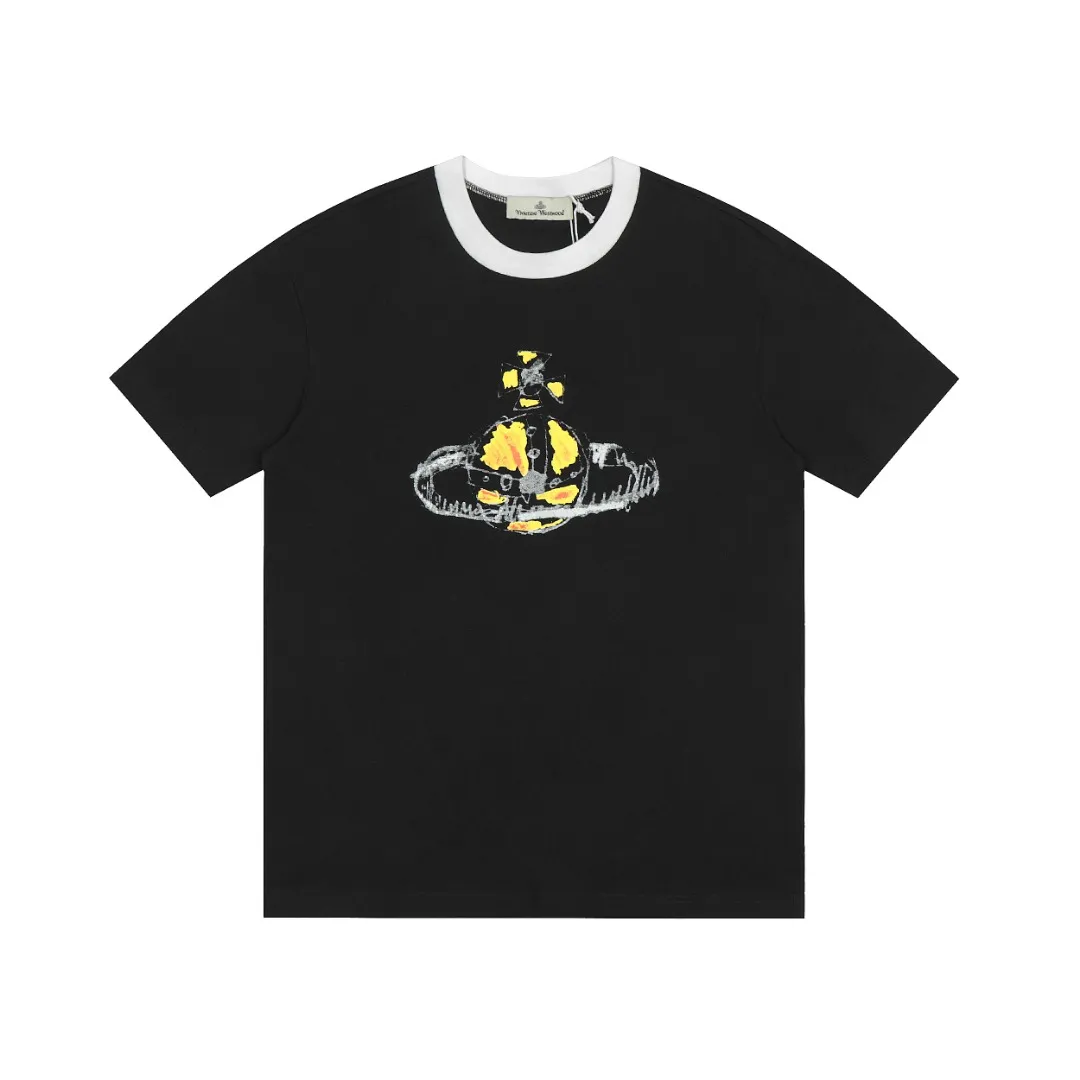 VIVI09# vivienne west wood spring new product West Queen Vivian Saturn letter embroidery printing Size: XS-L Color: black coffee